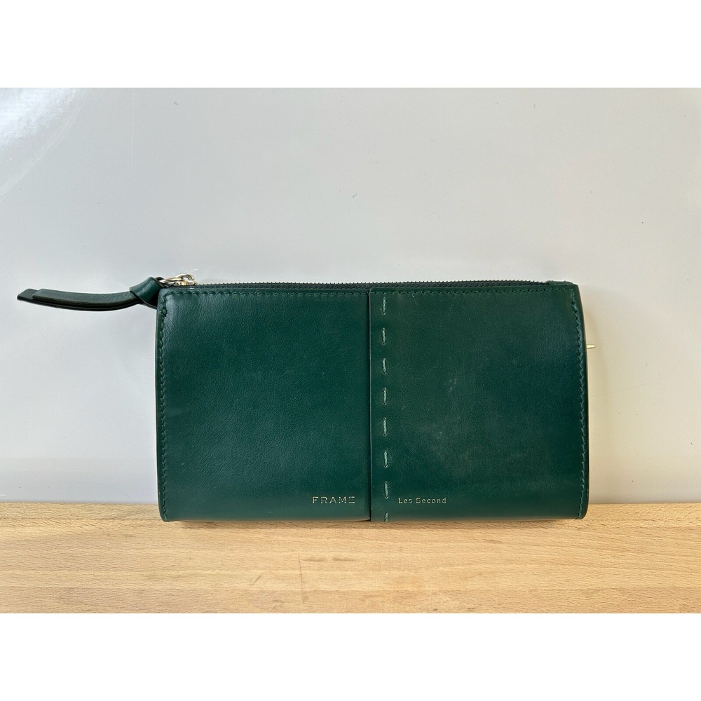 FRAME Les Second Wallet Bag Forest Green Leather Italy /‎ Womens Small